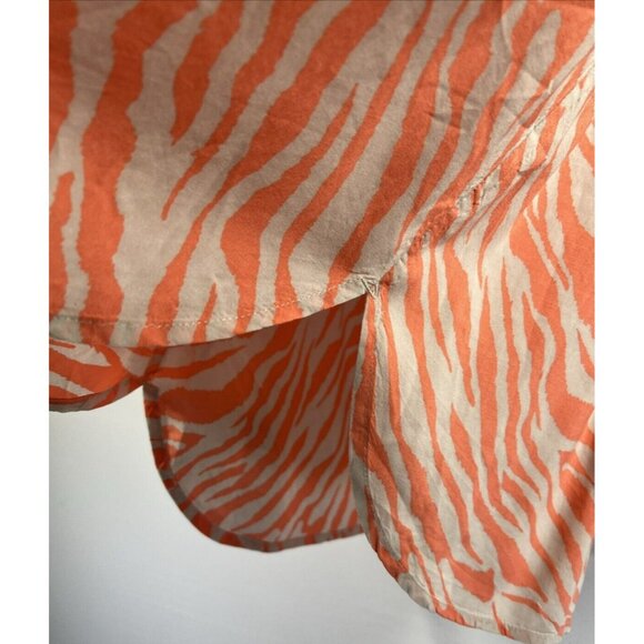 Chico's Womens Tunic Top Blouse Large Embellished Orange Animal Print Semi Sheer - Picture 7 of 10